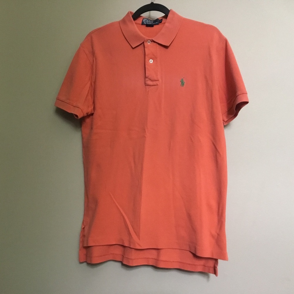 Mens RALPH LAUREN orange pique logo polo M